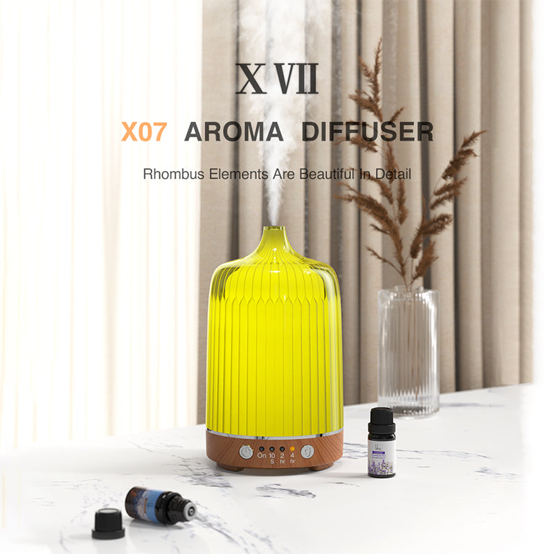 X07 Wood Grain Colorful Light Air Humidifier Auto Shut-Off Essential Oils Aroma Diffuser with Remote Control