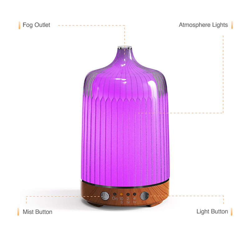 X07 Wood Grain Colorful Light Air Humidifier Auto Shut-Off Essential Oils Aroma Diffuser with Remote Control