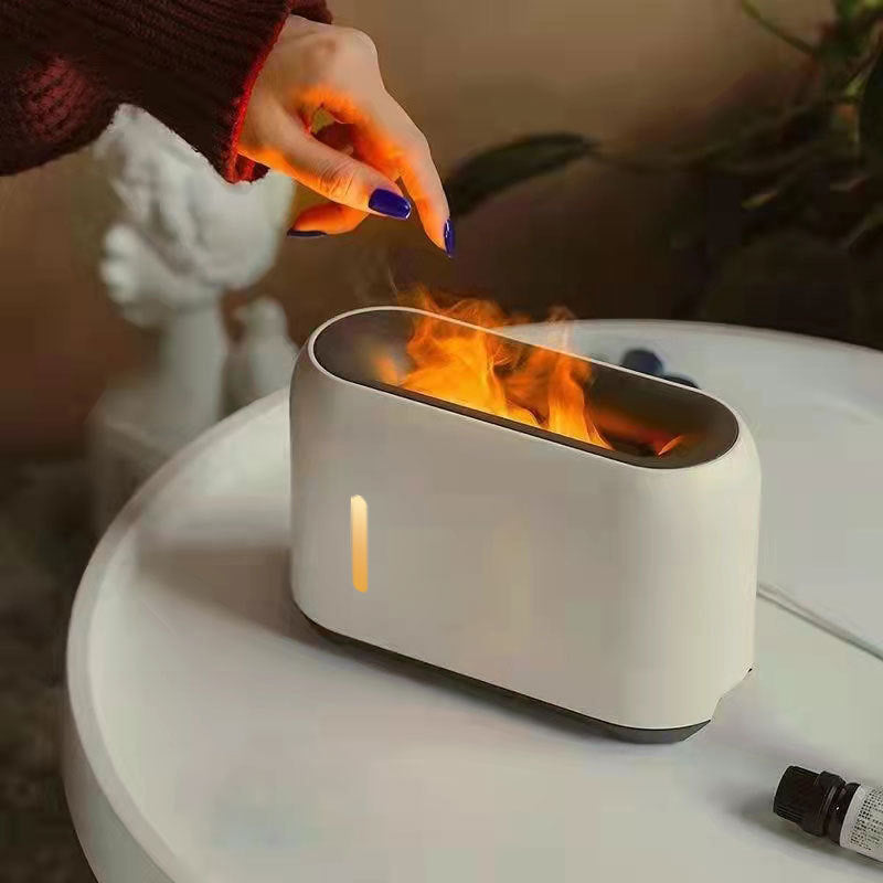 240ml Simulation Flame Humidifier Essential Oil Aroma Diffuser with RGB Light and Remote Control