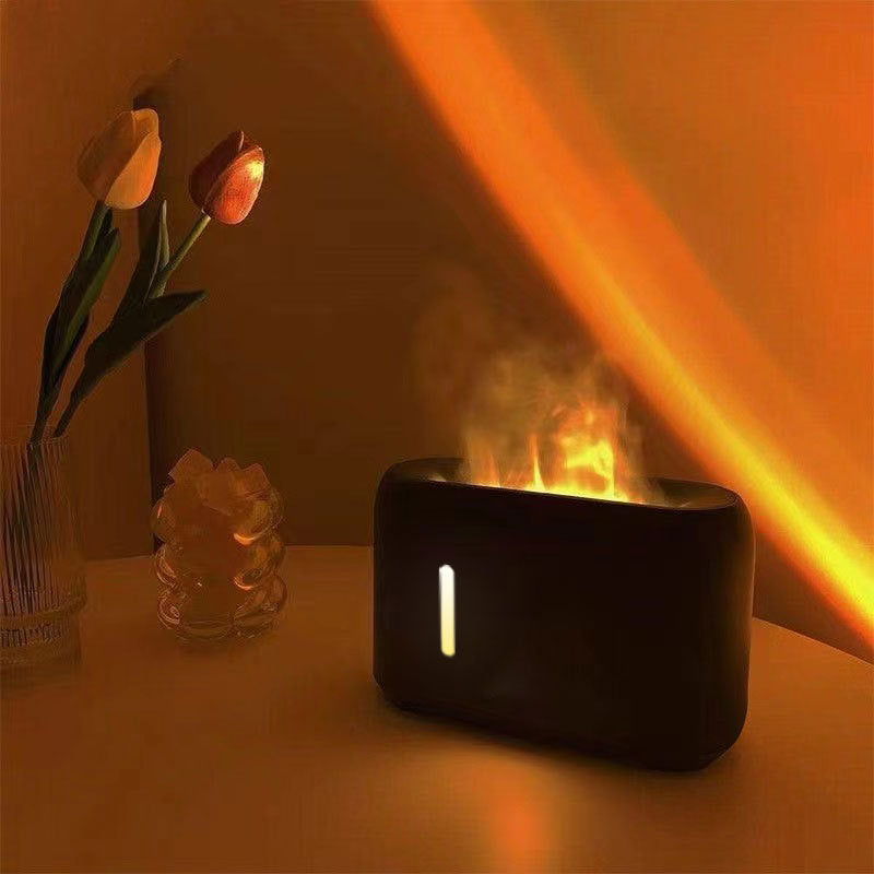 240ml Simulation Flame Humidifier Essential Oil Aroma Diffuser with RGB Light and Remote Control