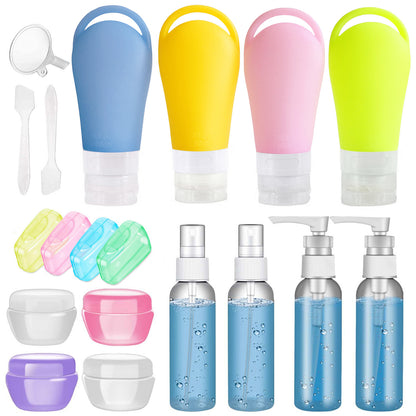 H01244 21Pcs Toiletries Travel Bottle Set Leak Proof Refillable Container for Lotion Liquid Shampoos