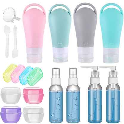 H01244 21Pcs Toiletries Travel Bottle Set Leak Proof Refillable Container for Lotion Liquid Shampoos