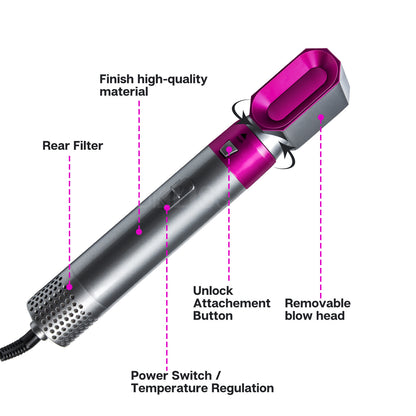 ZZ-618 5-in-1 MultiFunctional Hair Dryer Comb Hot Air Styler Comb Hair Styling Brush Hair Styling Tool