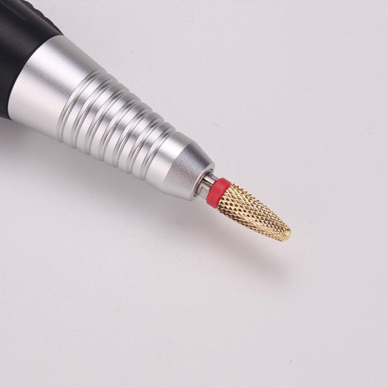 Bullet-Shaped Gold Tungsten Steel Nail Bit Manicure Pedicure Nail File Hand Foot Care Tool for Nail Grind Trim Polish