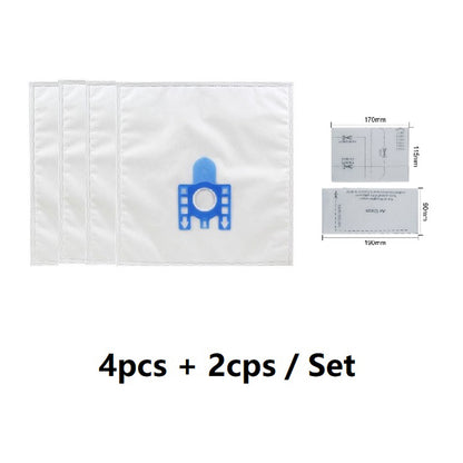 4Pcs Dust Bags for MIELE GN S8310 / 8390 S2121 Vacuum Cleaner Dust Collector Replacement Bag with 1Pair Filter Cotton