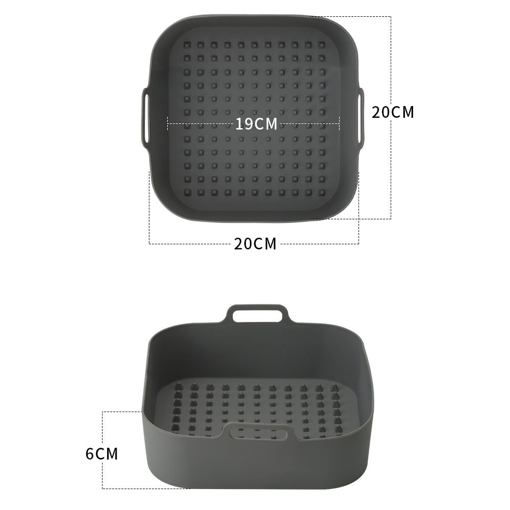 20cm Square Reusable Silicone Air Fryer Liner Oven Microwave Bakery Accessories (BPA-Free, FDA Certified)