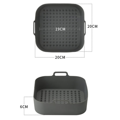 20cm Square Reusable Silicone Air Fryer Liner Oven Microwave Bakery Accessories (BPA-Free, FDA Certified)