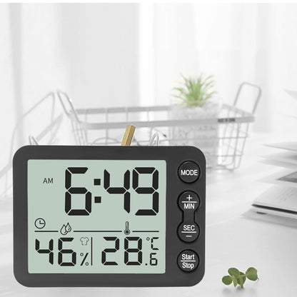 TS-9606 Creative Indoor Thermo-hygrometer Alarm Clock with Timer Function