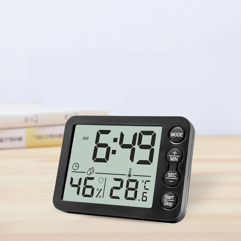 TS-9606 Creative Indoor Thermo-hygrometer Alarm Clock with Timer Function