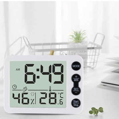 TS-9606 Creative Indoor Thermo-hygrometer Alarm Clock with Timer Function