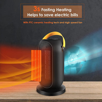 1200W Electric Space Heater 3 Modes Quiet Heating PTC Heater Fast Heating Up Overheating Protection Fan