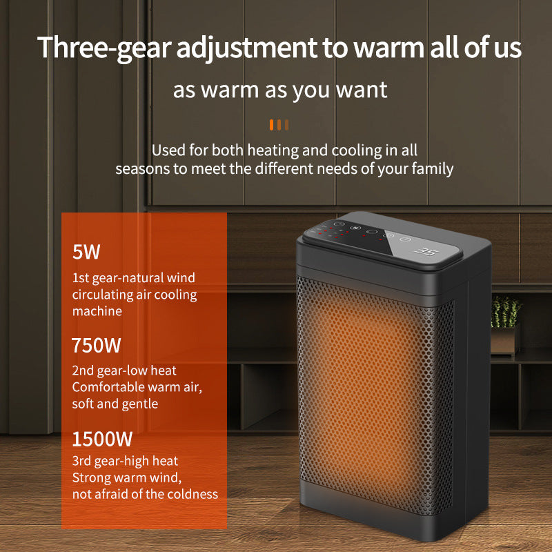 YND-1200D Mini PTC Electric Heater Winter Home Quiet Warm Wind Heating  Fan with Digital Display Touch Panel