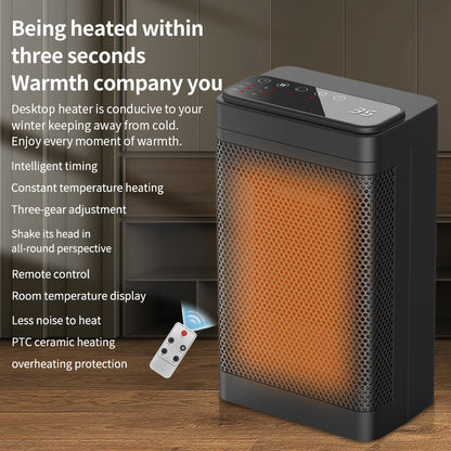 YND-1200D Mini PTC Electric Heater Winter Home Quiet Warm Wind Heating  Fan with Digital Display Touch Panel