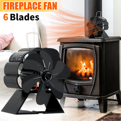 6 Blade Mini Fireplace Heat Powered Stove Fan Log Wood Burner Silent Home Fireplace Fan Efficient Heat Distribution