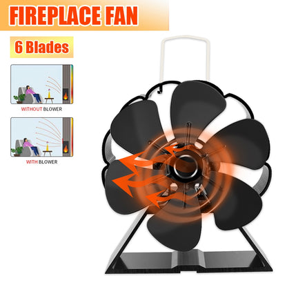 6 Blade Mini Fireplace Heat Powered Stove Fan Log Wood Burner Silent Home Fireplace Fan Efficient Heat Distribution