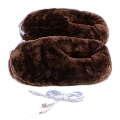 Size 36-46 USB Electric Heated Slippers Winter Thicken Feet Warmer Plush Shoes Foot Heater