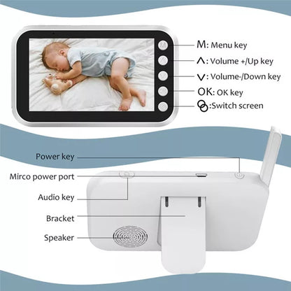 ABM100 4.3 inch LCD Baby Monitor Temperature Monitoring Lullabies 2 Way Voice Talk Baby Security IR Night Vision Video Camera