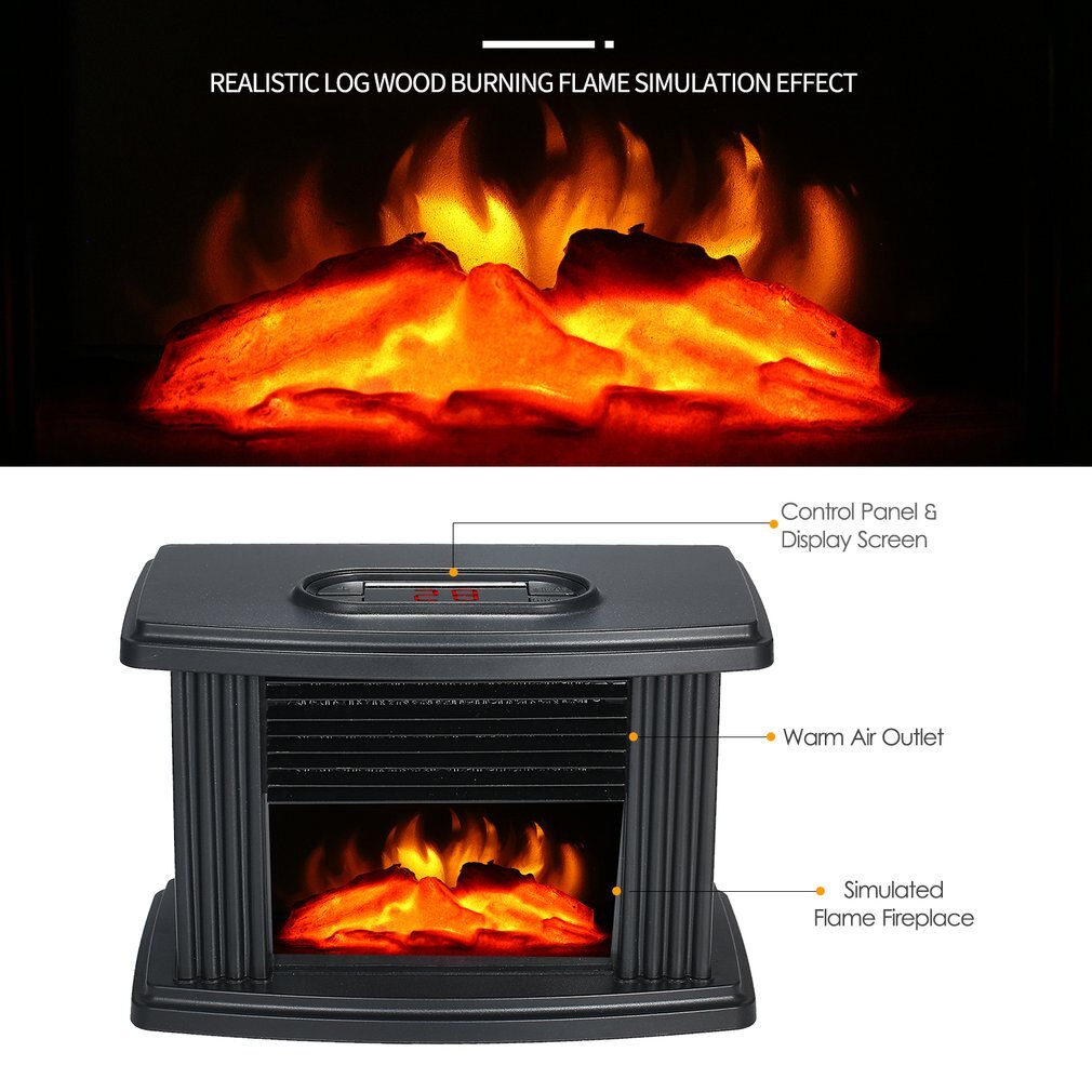 1000W Electric Fireplace Heater Fireplace Electric Flame Decoration Portable Indoor Space Home Office Heater with Remote Control