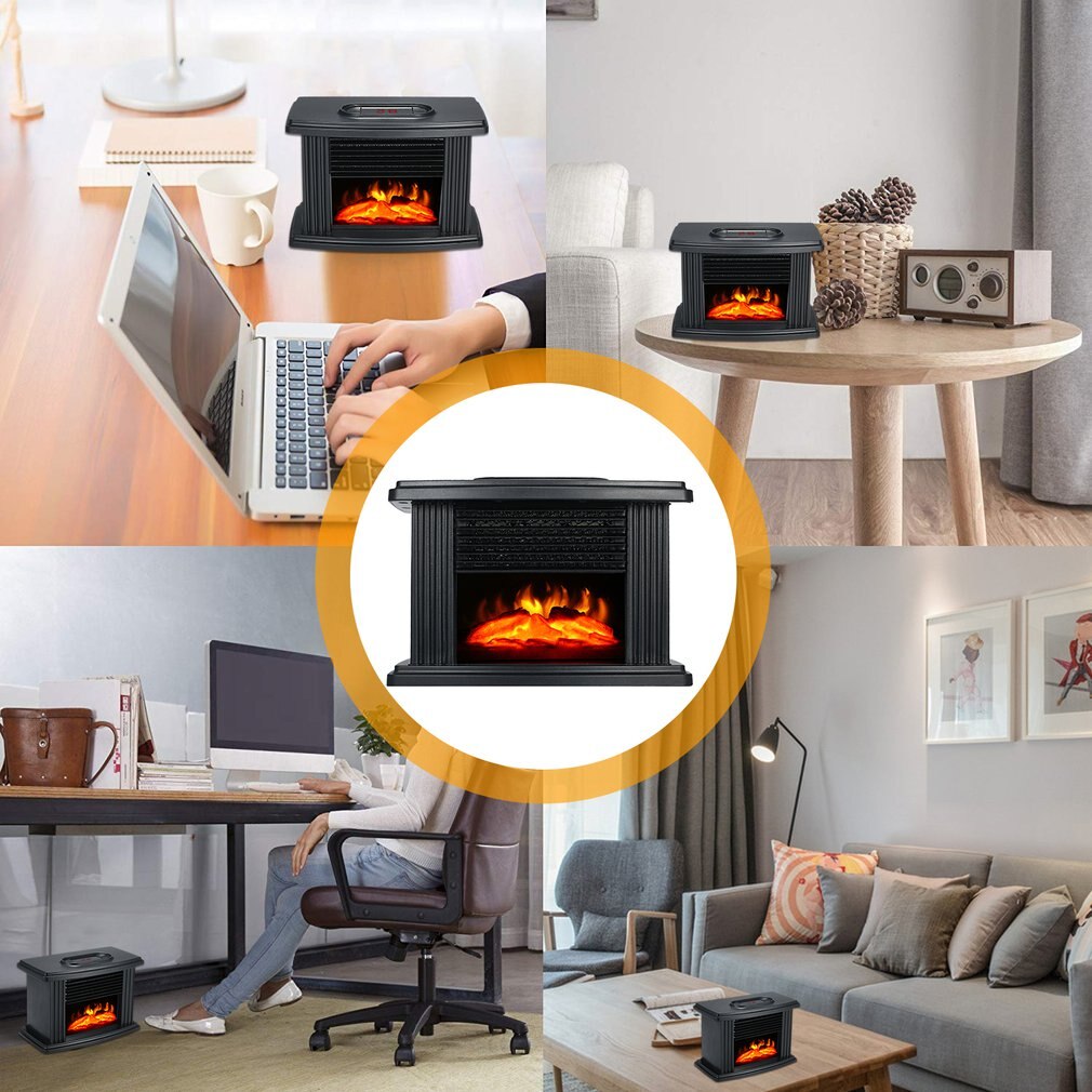 1000W Electric Fireplace Heater Fireplace Electric Flame Decoration Portable Indoor Space Home Office Heater with Remote Control