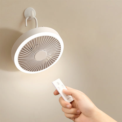 XYD-F46 USB Rechargeble Mini Cooling Fan LED Light Hanging Fan Air Cooler with Remote Control for Home Office