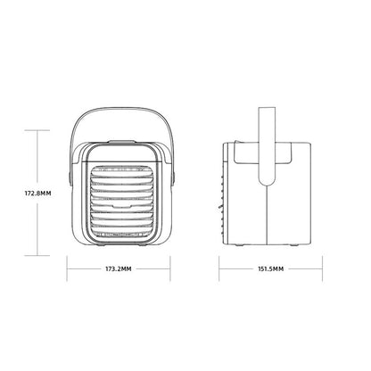 WT-F26 Portable 300ml Large Capacity Desktop Air Cooler Ventilator Fast Cooling Down Mist Maker Fan Combinations Top Filling Fan Humidifier for Home/Office/Bedroom, Built-in 2000mAh Battery