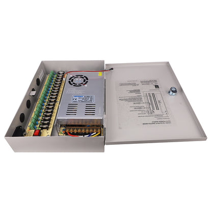 SOMPOM 12V 30A DC Distributed Power Supply Box with 18 Channel Output for CCTV LED and All 12V DC Devices