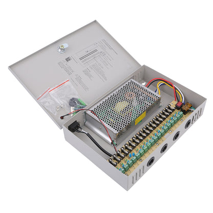 SOMPOM 12V 10A 18 Channel DC Distributed Power Supply Box for CCTV LED and All 12V DC Devices