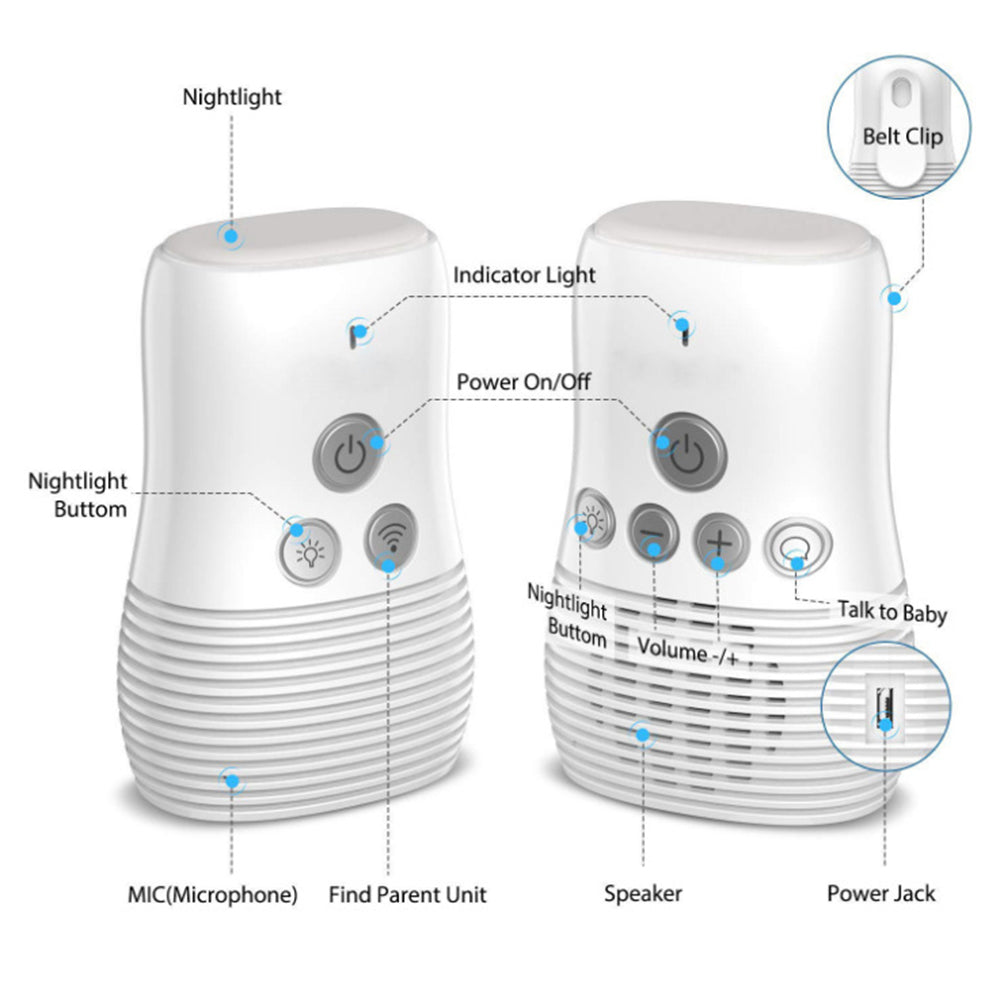 DBM-8 Light Night Wireless Two-way Audio Baby Monitor Talk Back Intercom Sound Alert for Infant