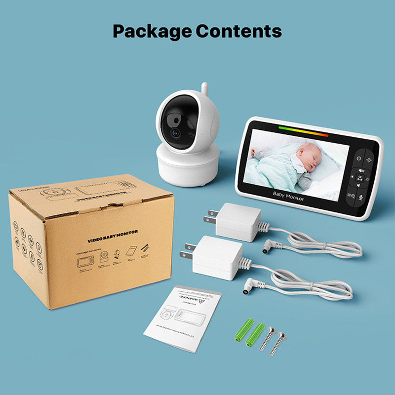 SM650 Baby Monitor Indoor Surveillance Camera 5-inch Display Two-Way Voice Webcam 2.4GHz Wireless Camera with Temperature Test