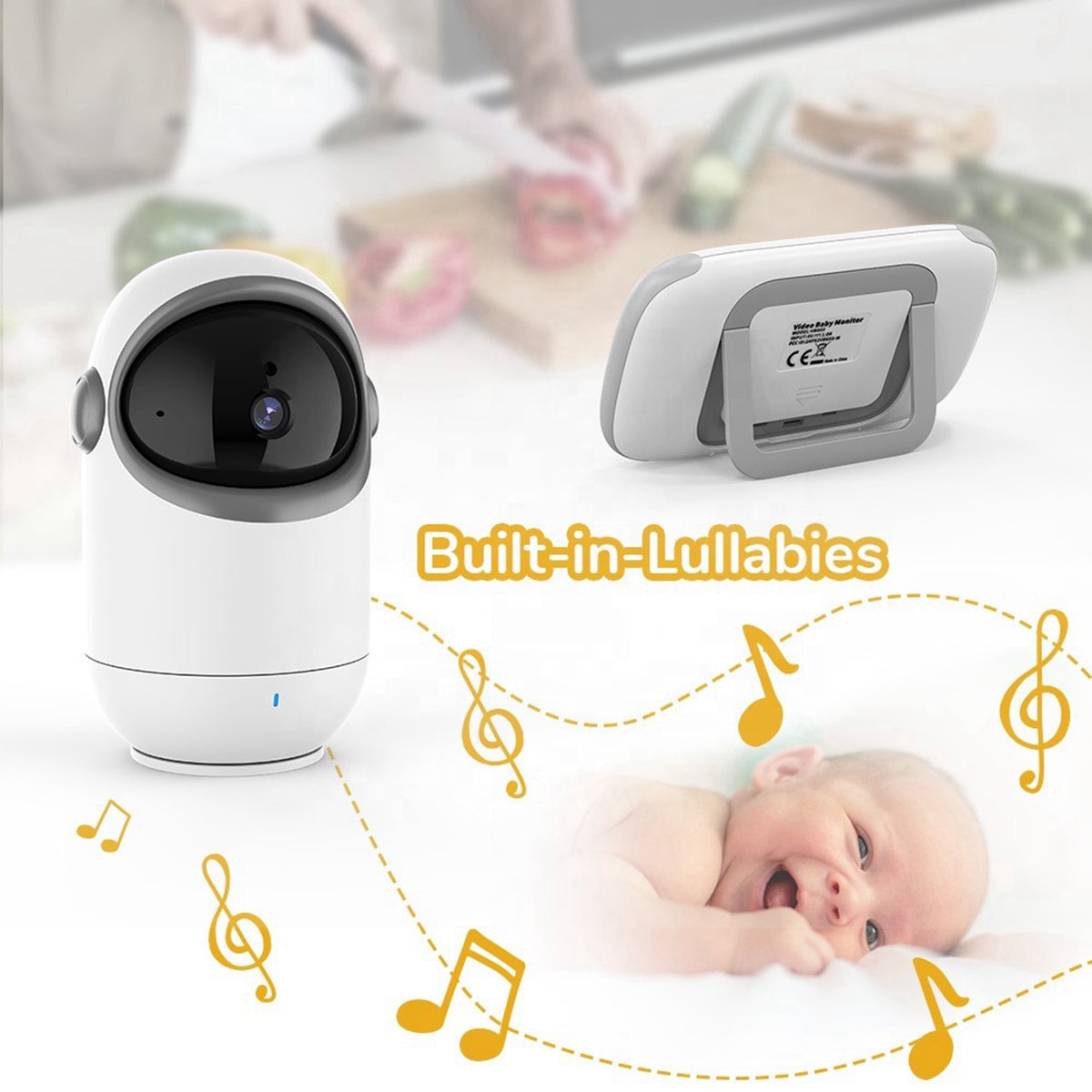 VB802 3.2 Inch Video Baby Monitor with Pan Tilt Camera Wireless Security Night Vision Temperature Monitoring Intercom Device