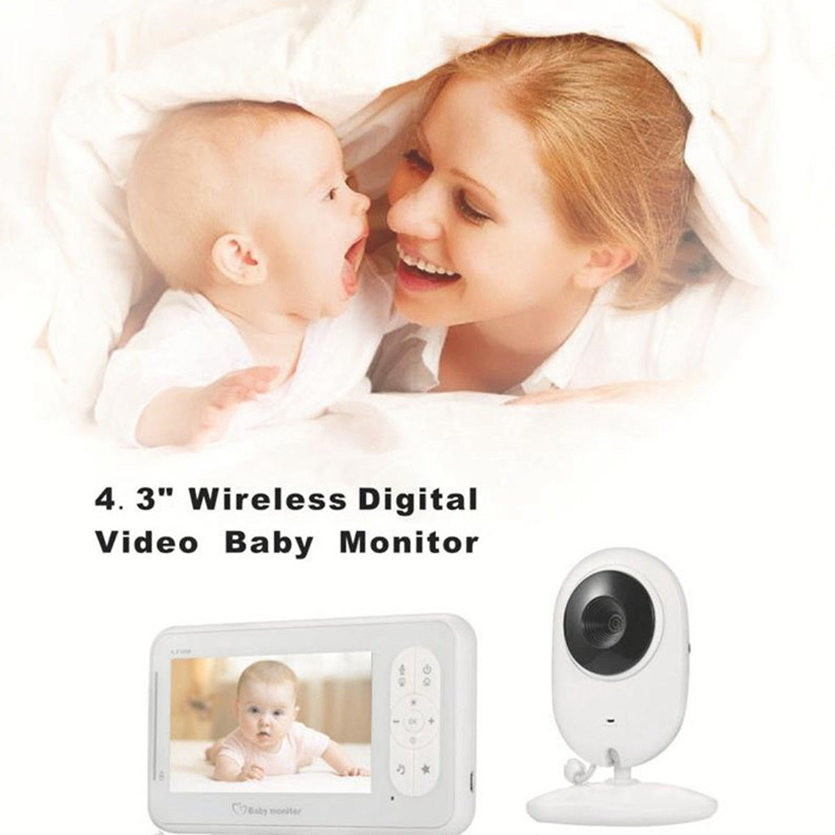 920M 4.3-inch Wireless Color Baby Monitor Video Baby Camera Temperature Monitor 2 Way Audio with VOX Function