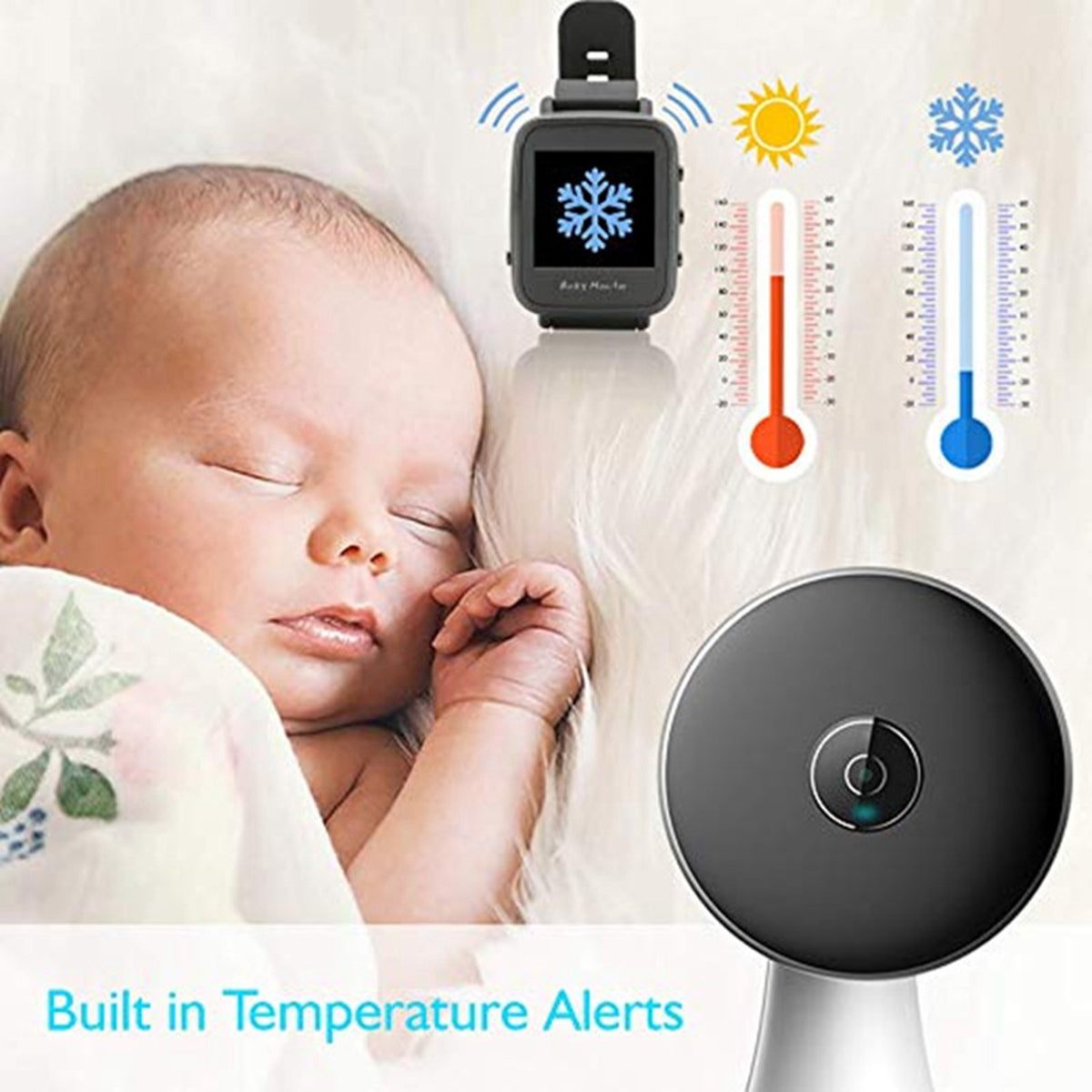 VB606 Smart Watch Baby Monitor Portable 2.4Ghz Wireless Video Baby Nanny Camera Cry Alarm Night Vision Temperature Monitoring Device