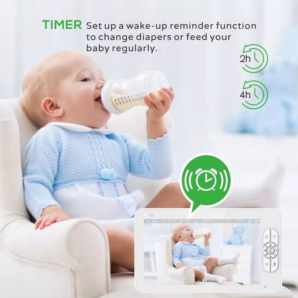 SM70PTZ 7-inch Wireless Digital Baby Monitor Two-Way Talk Camera Home Security Device 2.4GHz Webcam Support Night Vision / Temperature Monitoring