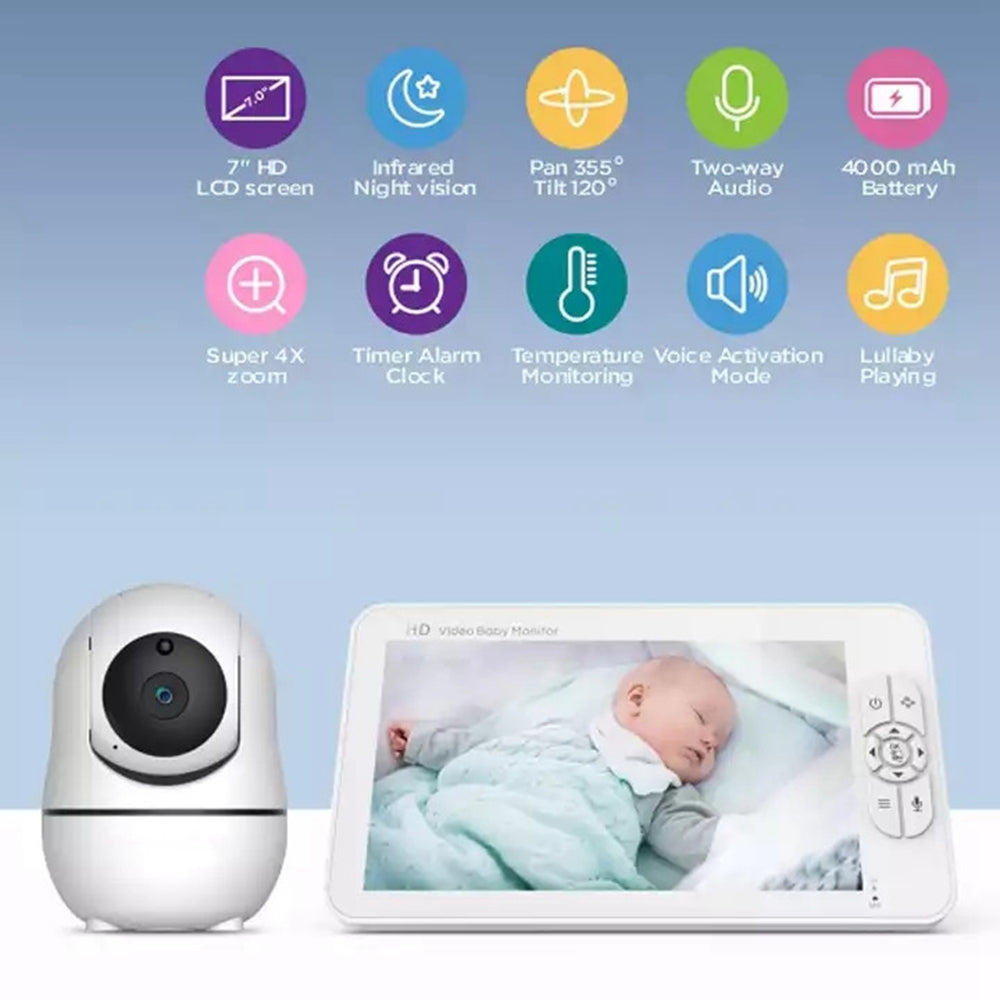 SM70PTZ 7-inch Wireless Digital Baby Monitor Two-Way Talk Camera Home Security Device 2.4GHz Webcam Support Night Vision / Temperature Monitoring