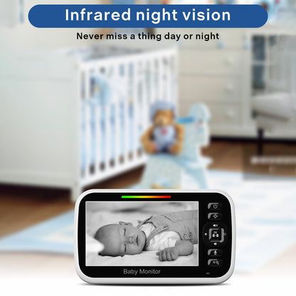 SM651 2.4GHz Wireless Baby Camera Monitor 5-inch Two-Way Voice Camera for Indoor Surveillance