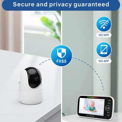 SM651 2.4GHz Wireless Baby Camera Monitor 5-inch Two-Way Voice Camera for Indoor Surveillance