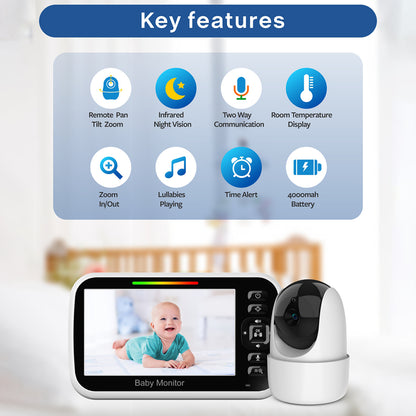 SM651 2.4GHz Wireless Baby Camera Monitor 5-inch Two-Way Voice Camera for Indoor Surveillance