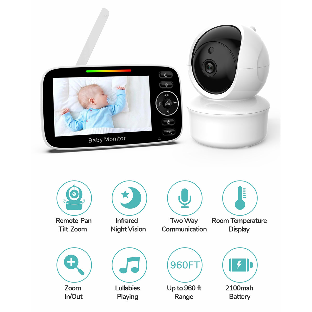 SM43C 4.3-inch Wireless Baby Monitor Two-Way Voice Camera with Indoor Temperature Test