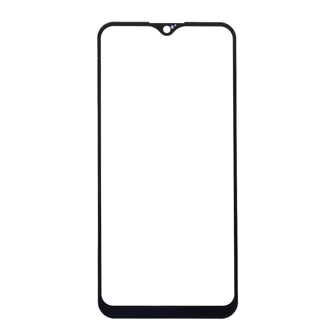 Front Screen Glass Lens with Frame with OCA Adhesive Sticker (without Logo) for vivo Y12 - Black