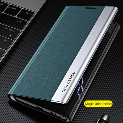 For iPhone 14 Plus 6.7 inch Folio Flip PU Leather Stand Case Magnetic Absorption Electroplating Phone Cover