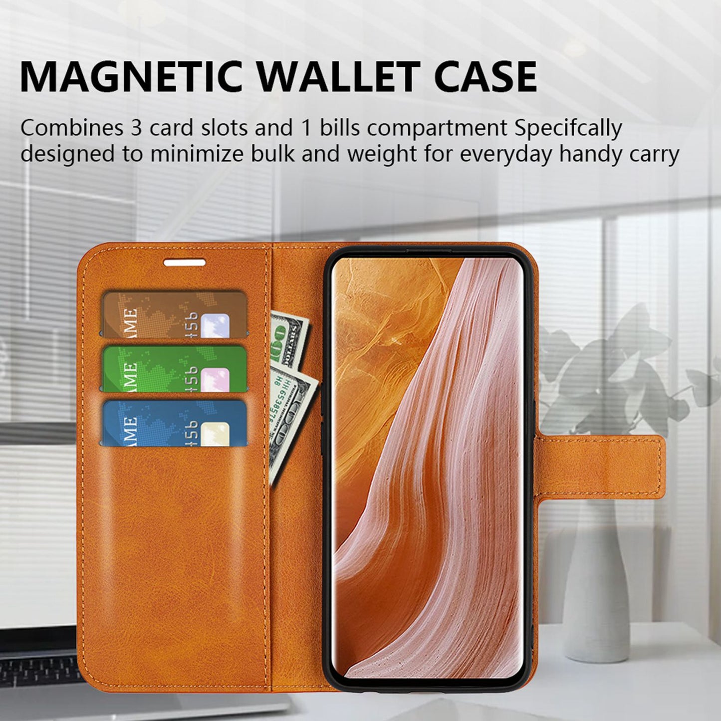 For ZTE Axon 40 Ultra 5G Square Magnetic Clasp PU Leather Case Stand Wallet Folio Flip Cover