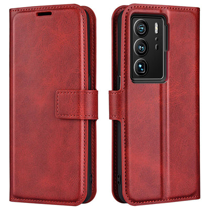 For ZTE Axon 40 Ultra 5G Square Magnetic Clasp PU Leather Case Stand Wallet Folio Flip Cover