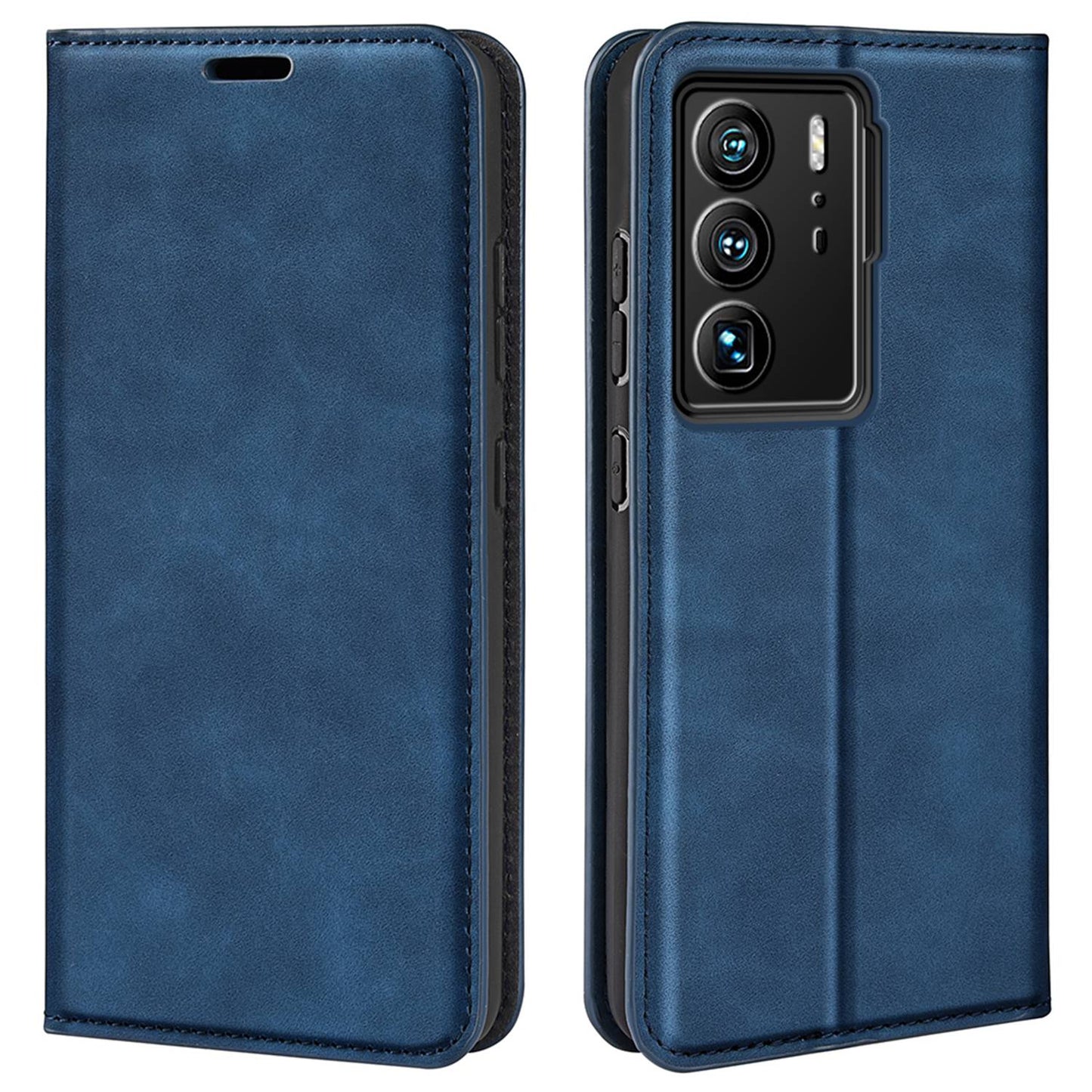 For ZTE Axon 40 Ultra 5G Skin-touch Feeling Phone Cover PU Leather + TPU Stand Wallet Folio Flip Case