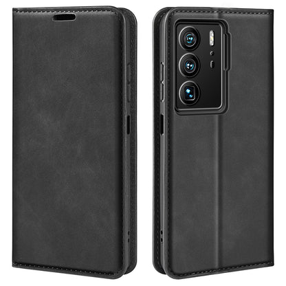 For ZTE Axon 40 Ultra 5G Skin-touch Feeling Phone Cover PU Leather + TPU Stand Wallet Folio Flip Case