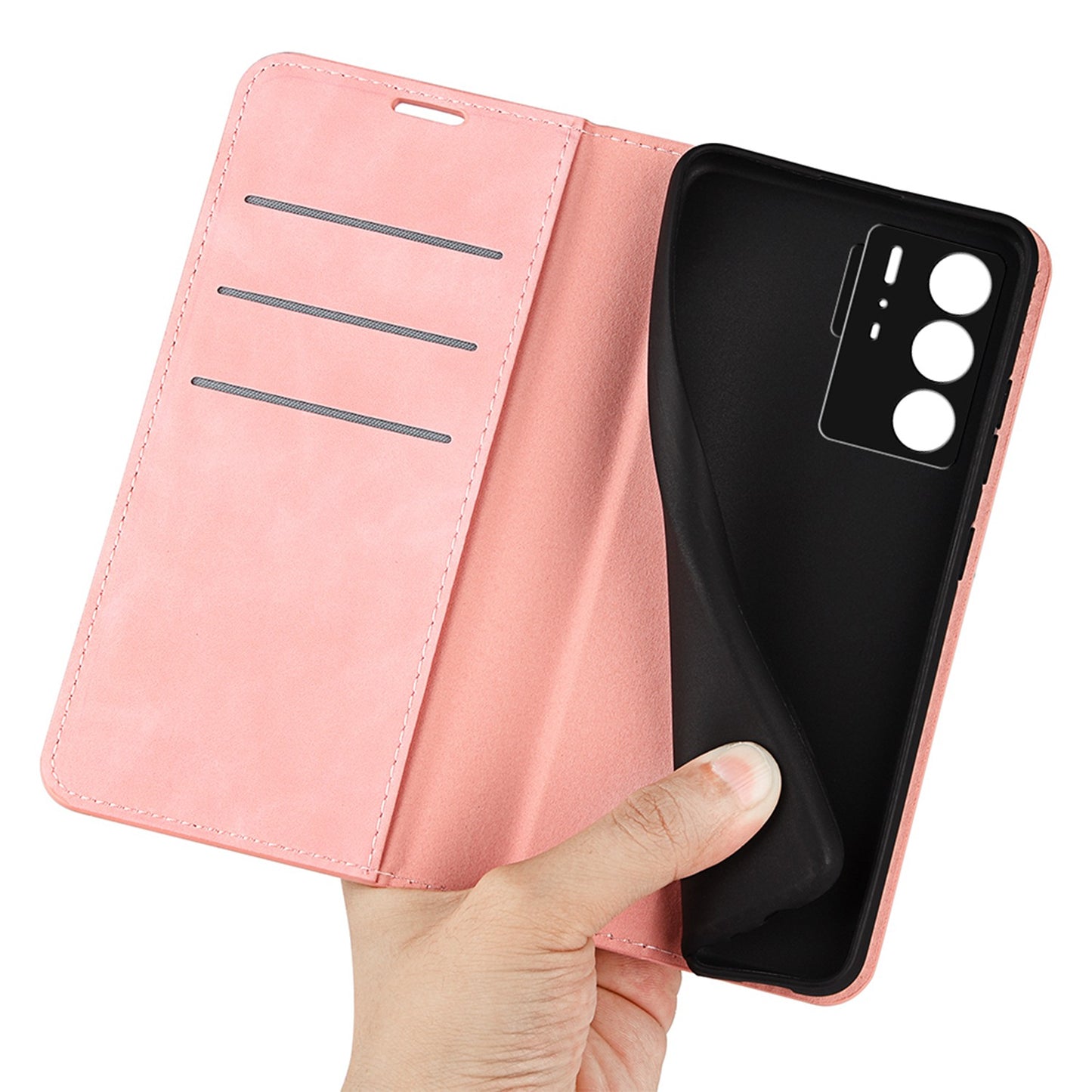 For ZTE Axon 40 Ultra 5G Skin-touch Feeling Phone Cover PU Leather + TPU Stand Wallet Folio Flip Case