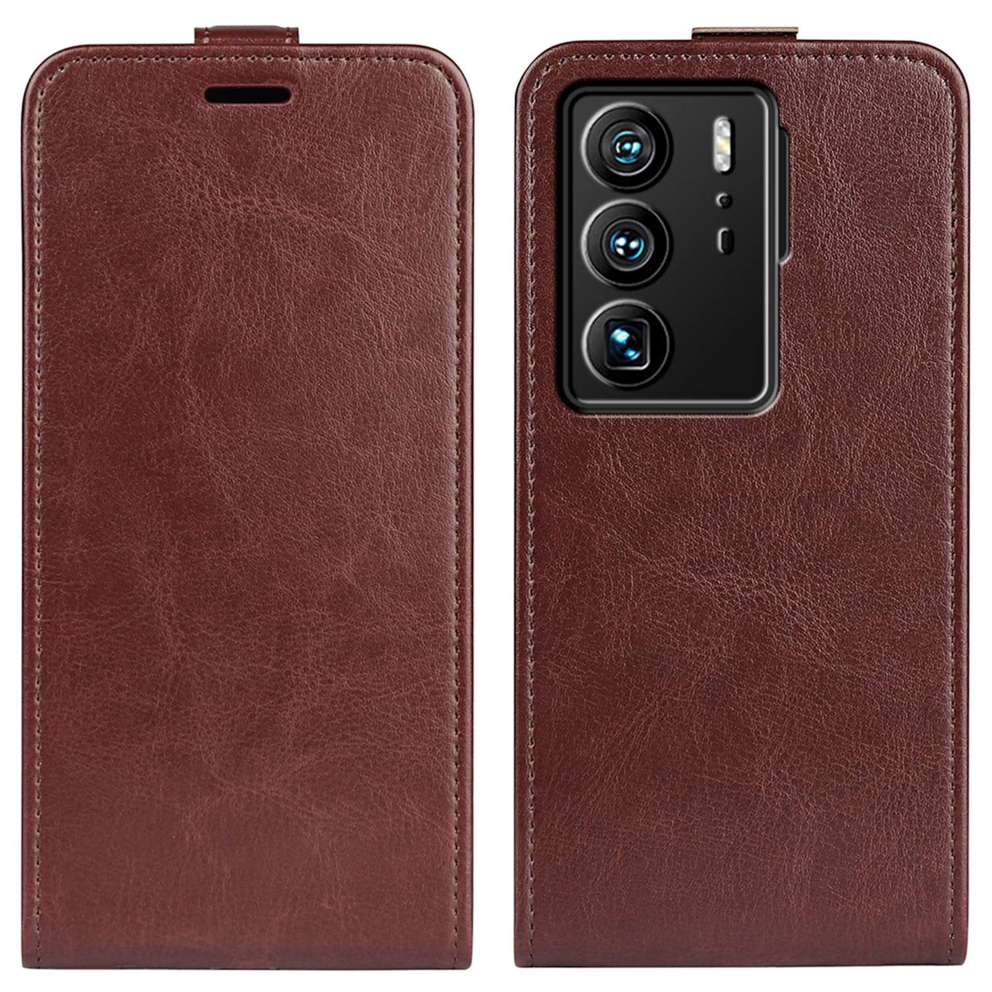 For ZTE Axon 40 Ultra 5G Card Slot Crazy Horse Texture PU Leather Phone Cover Vertical Flip Case