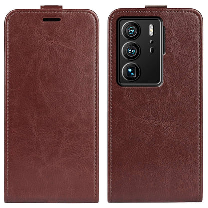 For ZTE Axon 40 Ultra 5G Card Slot Crazy Horse Texture PU Leather Phone Cover Vertical Flip Case