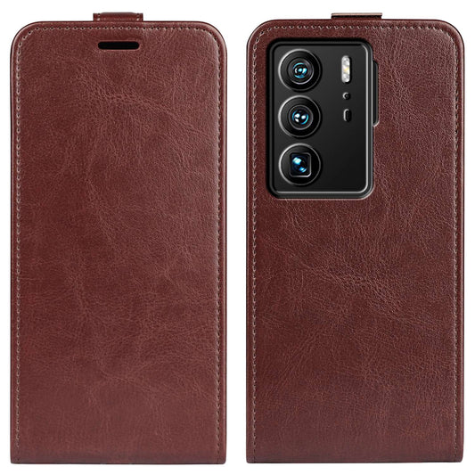 For ZTE Axon 40 Ultra 5G Card Slot Crazy Horse Texture PU Leather Phone Cover Vertical Flip Case