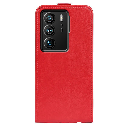 For ZTE Axon 40 Ultra 5G Card Slot Crazy Horse Texture PU Leather Phone Cover Vertical Flip Case