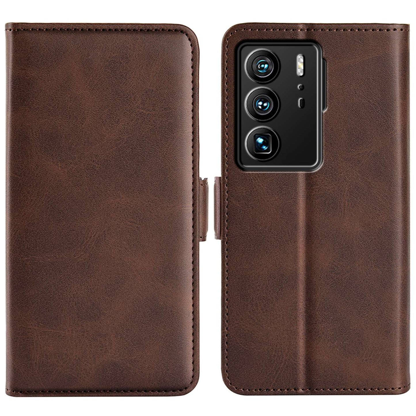 For ZTE Axon 40 Ultra 5G Wallet Stand Phone Case PU Leather Dual Magnetic Clasp Inner TPU Flip Cover